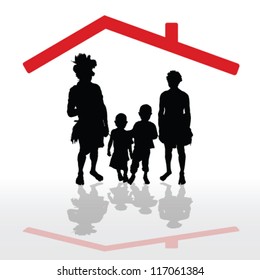 tribe under his house vector illustration