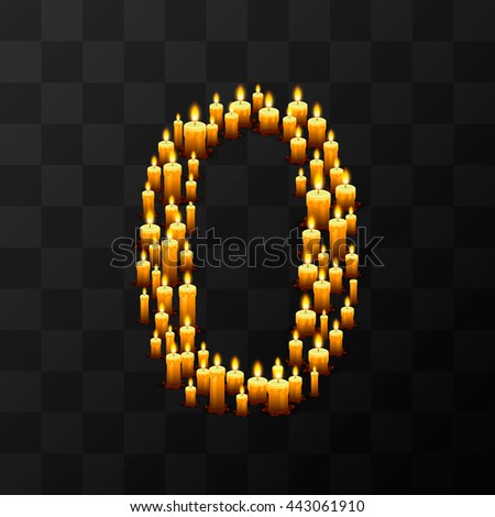Tribulation numbers 0 of candles, transparent background, template design element, Vector illustration