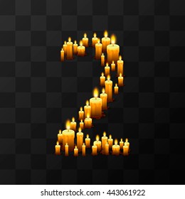 Tribulation numbers 2 of candles, transparent background, template design element, Vector illustration