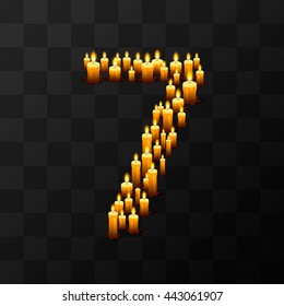 Tribulation numbers 7 of candles, transparent background, template design element, Vector illustration