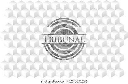 Tribunal grey emblem with cube white background