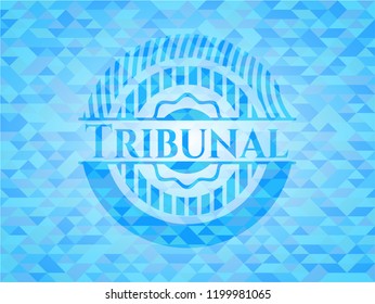 Tribunal light blue emblem with triangle mosaic background