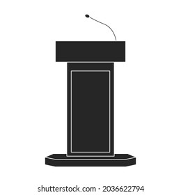 Icono del vector negro del podio del tribunal.Conferencia de podio de ilustración del vector negro. Ilustración aislada del icono del podio del tribunal sobre fondo blanco.