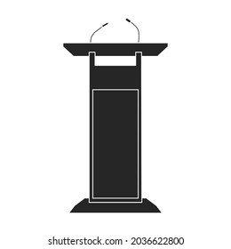 Tribunal podium black vector icon.Black vector illustration podium conference. Isolated illustration of tribunal podium icon on white background.
