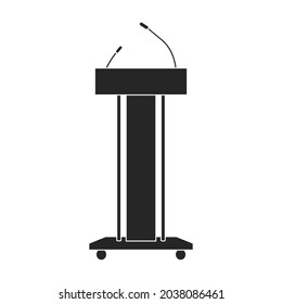 Tribunal podium black vector icon.Black vector illustration podium conference. Isolated illustration of tribunal podium icon on white background.
