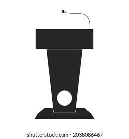 Icono del vector negro del podio del tribunal.Conferencia de podio de ilustración del vector negro. Ilustración aislada del icono del podio del tribunal sobre fondo blanco.