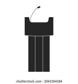 Icono del vector negro del podio del tribunal.Conferencia de podio de ilustración del vector negro. Ilustración aislada del icono del podio del tribunal sobre fondo blanco.