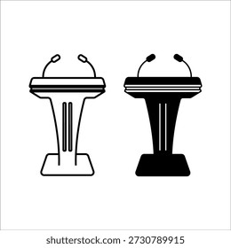 Tribunal of of podium outline vector illustration on white background . Rostrum and podium set icon.Isolated vector illustration icon tribunal with microphone.