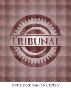 Tribunal red badge with geometric background. Seamless.