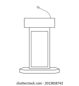 Tribunal vector outline icon. Vector illustration podium on white background. Isolated outline illustration icon of tribunal.
