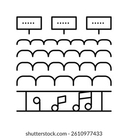tribune for audience on concert line icon vector. tribune for audience on concert sign. isolated contour symbol black illustration