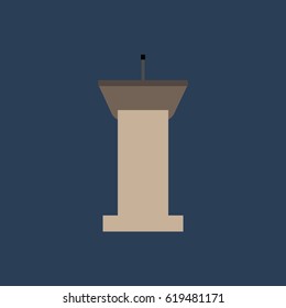 tribune flat icon with long shadow, vector illustration