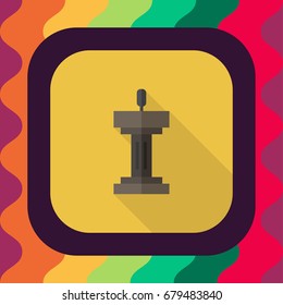 tribune flat icon with long shadow, vector illustration