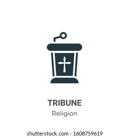 Tribune glyph icon vector on white background. Flat vector tribune icon symbol sign from modern religion collection for mobile concept and web apps design.