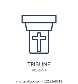 Tribune icon. Tribune linear symbol design from Religion collection. Simple outline element vector illustration on white background.