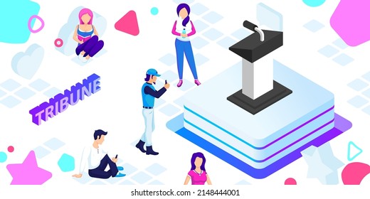 Tribune isometric design icon. Vector web illustration. 3d colorful concept
