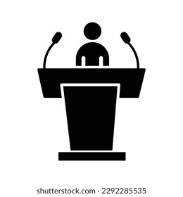 Tribune line icon. Microphone, mic, podium. Mass media concept illustration on white background..eps