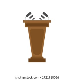 Tribune with microphone isolated. Tribune for speeches vector illustration 