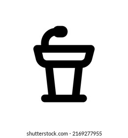 Tribune with microphone for speaker vector icon. Speech symbol isolated. Vector EPS 10