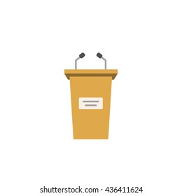 Tribune vector icon isolated on white background, flat cartoon podium illustration.