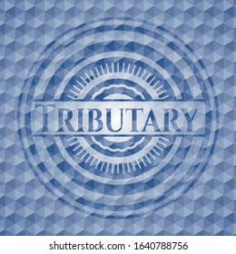 Tributary blue polygonal emblem. Vector Illustration. Detailed.