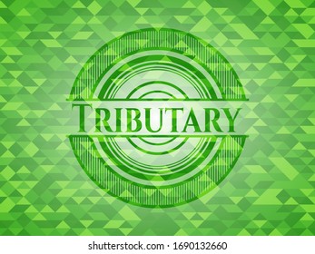 Tributary green mosaic emblem. Vector Illustration. Detailed.