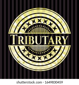 Tributary shiny badge. Vector Illustration. Detailed.