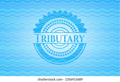Tributary water wave representation badge background.