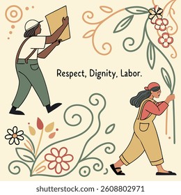 Tribute to Labor: An illustrated depiction honoring hardworking individuals, symbolizing dignity, and the value of work