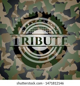 Tribute on camo texture. Vector Illustration. Detailed.