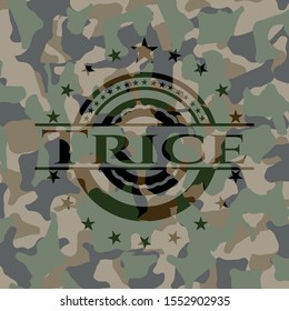 Trice camouflaged emblem. Vector Illustration. Detailed.