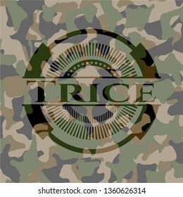 Trice written on a camouflage texture