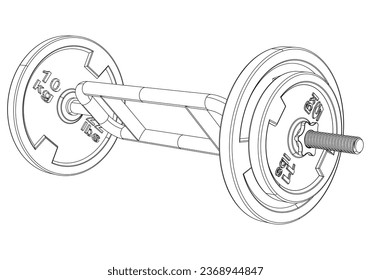 Tricep Barbell. isolated on white background. Fitness, cardio, and muscle building machines. Exercise and gym concept. Vector illustration.
