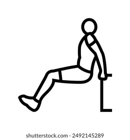 tricep dips arm fitness exercise line icon vector. tricep dips arm fitness exercise sign. isolated contour symbol black illustration