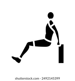 tricep dips arm fitness exercise glyph icon vector. tricep dips arm fitness exercise sign. isolated symbol illustration