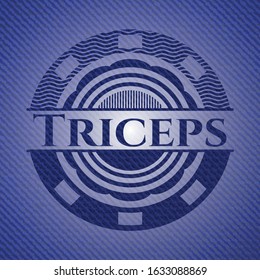 Triceps badge with jean texture. Vector Illustration. Detailed.