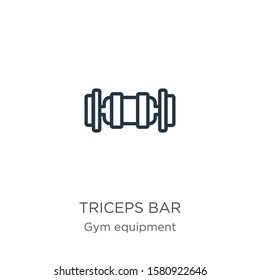 Triceps bar icon. Thin linear triceps bar outline icon isolated on white background from gym and fitness collection. Line vector sign, symbol for web and mobile
