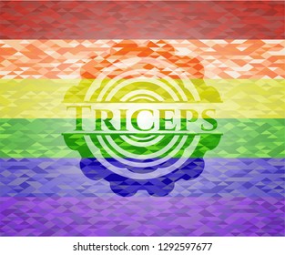 Triceps emblem on mosaic background with the colors of the LGBT flag