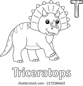 Triceratops Alphabet Dinosaur ABC Coloring Page T