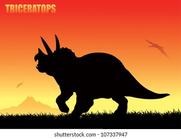 Triceratops background - vector illustration