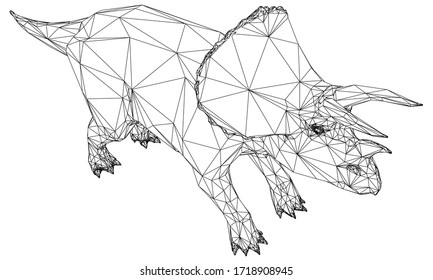 Triceratops big dangerous dinosaur. Polygonal lines illustration.