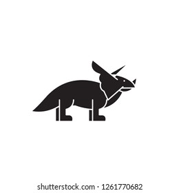 Triceratops black vector concept icon. Triceratops flat illustration, sign