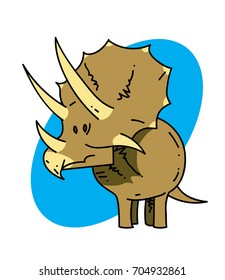 Triceratops cartoon hand drawn image. Original colorful artwork, comic childish style drawing.