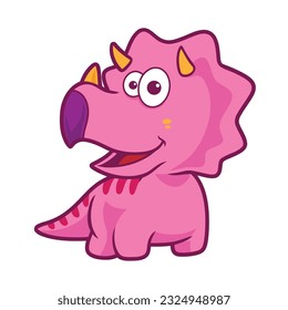 Triceratops Cartoon Illustration Character Dinosaurus