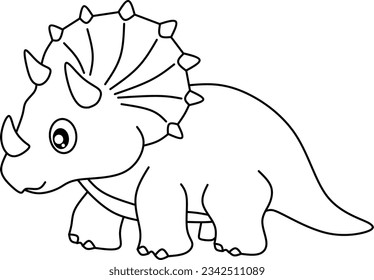 Triceratops cartoon line art vector