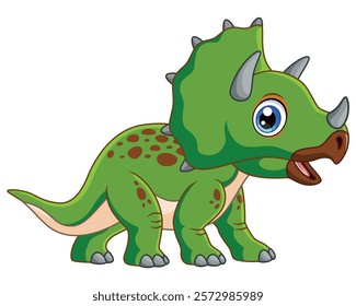 triceratops cartoon on white background vector illustration