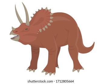 Triceratops in cartoon style. Herbivorous dinosaur isolated on white background.