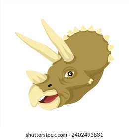 Triceratops Colorful Cartoon Head Vector