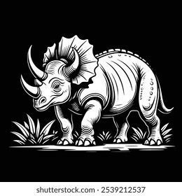 Triceratops zum Färben Buch auf schwarzem Hintergrund