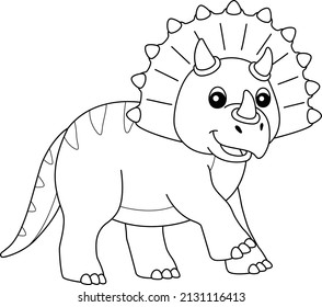 Triceratops Coloring Isolated Page for Kids